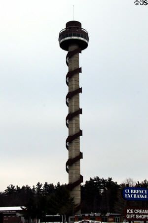 Skydeck observation tower allows visitors to get overview of 1000 Islands Region of St. Lawrence River on boundary between USA & Canada. NY.