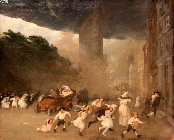 Dust Storm, Fifth Avenue painting (1905) by John Sloan at Metropolitan Museum of Art. New York, NY.