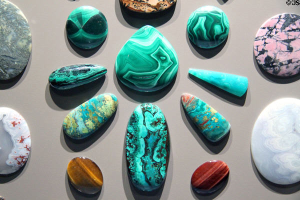 Cabochon gemstones at Cleveland Museum of Natural History. Cleveland, OH.