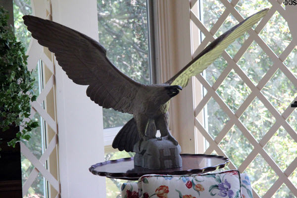 Carved eagle from pilot house of Hudson River boat at Chepstow. Newport, RI.