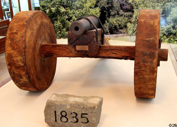 Original Come and Take It cannon (1835) which Mexican government gave citizens for protection & then tried to take it back in time of revolt at Gonzales Historical Memorial. Gonzales, TX.