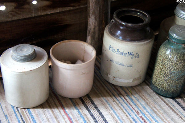 Stoneware crocks at Pioneer Village. Gonzales, TX.