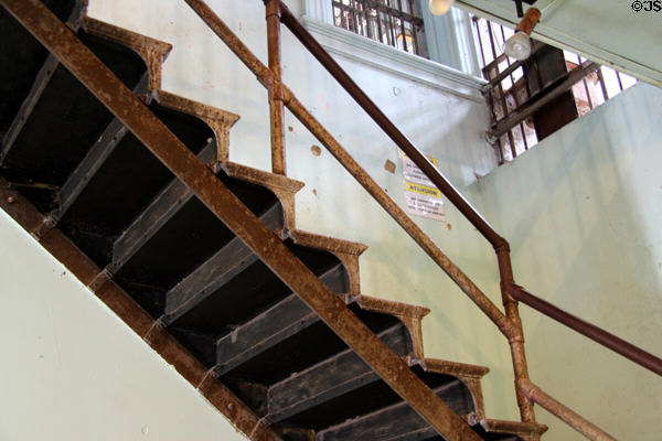 Iron stairs in Gonzales County Jail. Gonzales, TX.