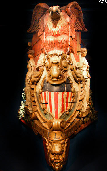 Bow ornament of USS New York (1893) from Hampton Roads Naval Museum at Nauticus. Norfolk, VA.