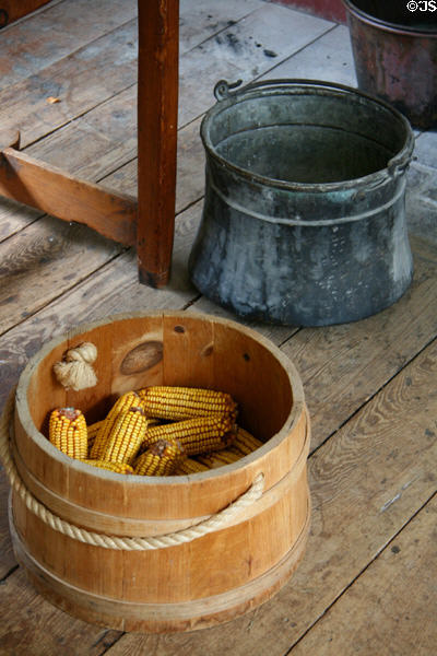 Buckets in kitchen at Ash Lawn-Highland. Charlotttesville, VA.