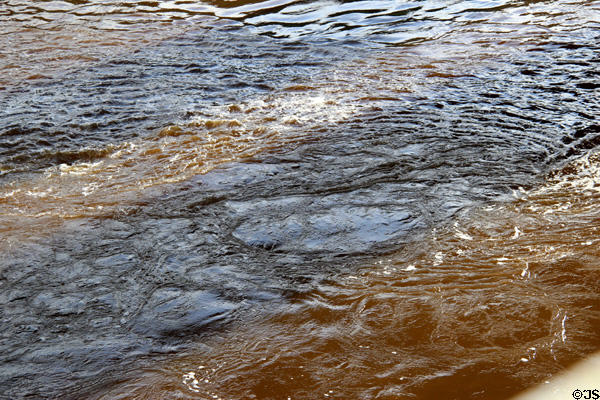 Rough waters of Conwy River caused by tidal surges. Conwy, Wales.