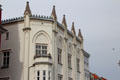 Detail of building beside town hall on market square. Greifswald, Germany.