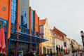 Lange Strasse streetscape with entrance to Dompassage. Greifswald, Germany.