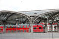 Regional train under Köln Central Station glass canopy. Köln, Germany.