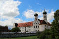 Benediktbeuern Abbey, located in town of same name, is oldest abbey in upper Bavaria, originally dating from 739 but badly damaged & rebuilt several times over the centuries. Germany.
