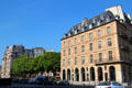 Residences flanking triangular Place Dauphine on western tip of Isle de la Cité. Paris, France.