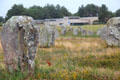 Visitors center with menhirs in foreground. Carnac, France.