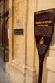 Plaque marking high water mark of Rhone River in 1840 on Temple Saint-Martial. Avignon, France.