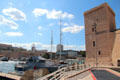 Tower of King René of fort Saint-Jean once protected mouth of Marceille port & now part of MuCEM museum. Marseille, France.