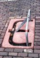 Private parking place protected by lockable lift bar in Amsterdam. Amsterdam, Netherlands.