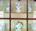 Blue & white ceramic pitchers & tea set in home of Pieter Teyler at Teylers Museum. Haarlem, Netherlands.