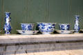 Array of miniature Delftware objects. Het Loo, Netherlands.