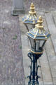 Ornate wrought iron gilded light standards outside Het Loo Palace. Het Loo, Netherlands.