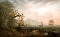 A View of Nevis from St Kitts painting by Nicholas Pocock at Bristol Museum & Art Gallery. Bristol, England.