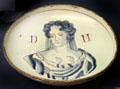 Ceramic shallow bowl perhaps depicting Sarah Jennings, later Duchess of Marlborough, made in Brislington at Bristol Museum & Art Gallery. Bristol, England.