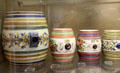 Ceramic barrels used for holding spirits made by Bristol Pottery at Bristol Museum & Art Gallery. Bristol, England.