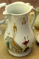 Large jug over-glaze painted with rough copy of Chinese design, made at Worcester factory, at Bristol Museum & Art Gallery. Bristol, England.