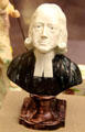 Pearlware bust of John Wesley with colored glazes, original made by Staffordshire potter, Enoch Wood, with this example impressed Ring & Co. at Bristol Museum & Art Gallery. Bristol, England.