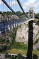 Clifton Suspension bridge emphasizing great depth of Avon River gorge. Bristol, England