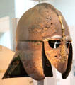 Anglo-Saxon reconstructed helmet from Sutton Hoo ship burial site at British Museum. London, United Kingdom.