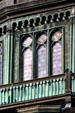 Upper story Gothic details of Nott Memorial Library at Union College. Schenectady, NY.