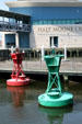 Buoys float on entrance pool of Nauticus. Norfolk, VA.