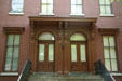 Townhouse entrances on Clay St. part of Valentine Richmond History Center. Richmond, VA.
